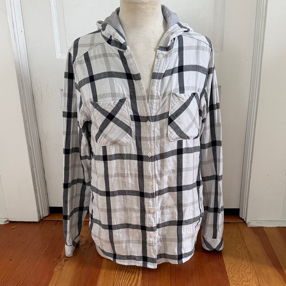 Columbia Long Sleeve Button Down Hooded Shirt Medium